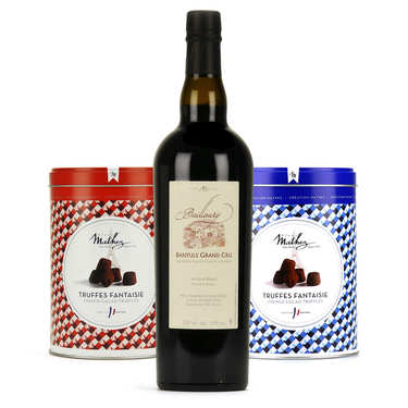 Assortiment truffes fantaisie et Banyuls Assortiment truffes fantaisie et Banyuls
