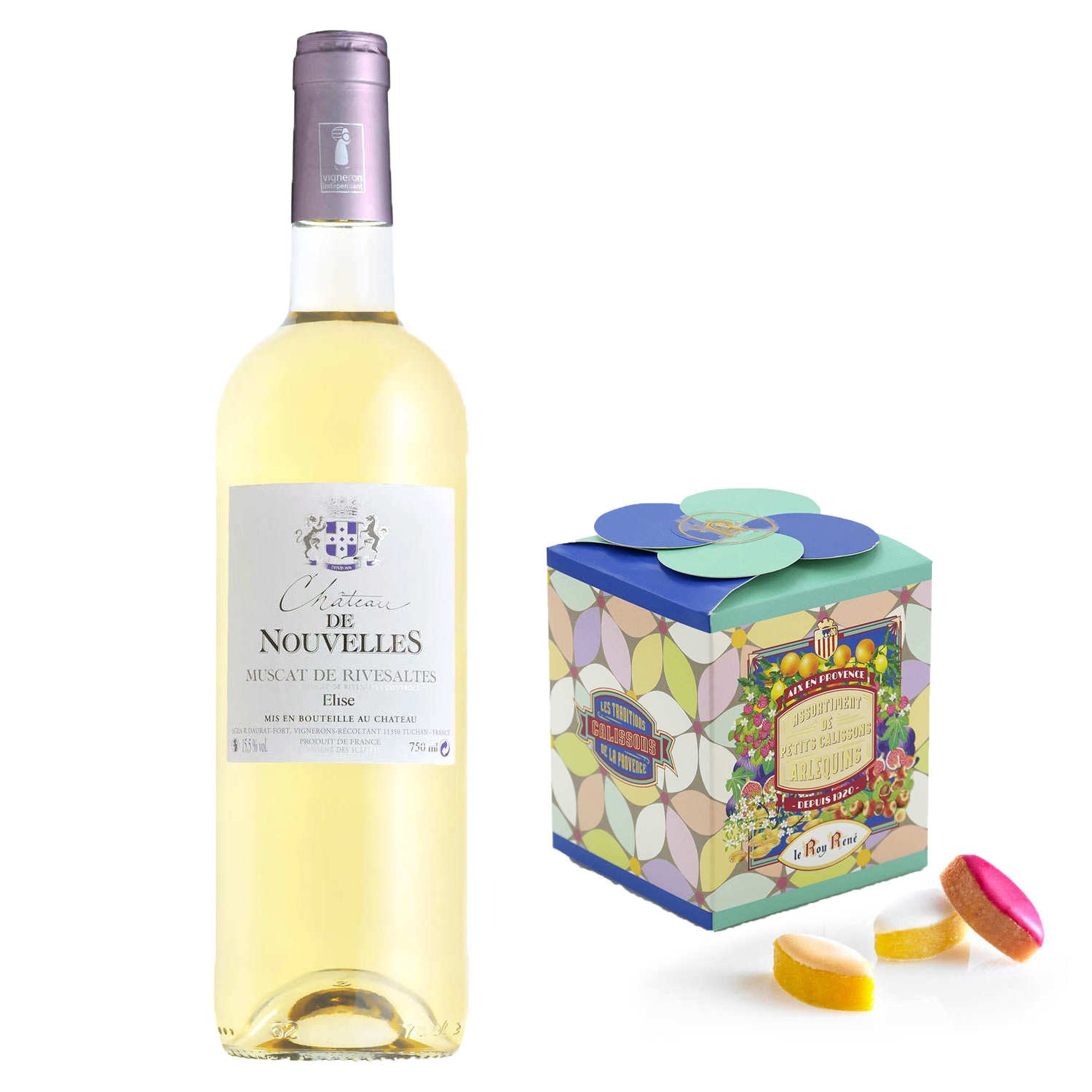 Assortiment Muscat de Rivesaltes et calissons d'Aix