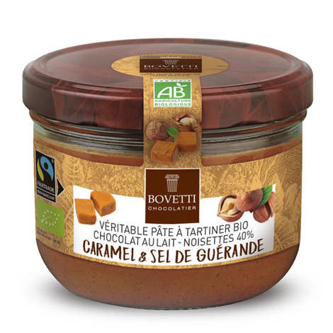 Bovetti chocolats - Véritable pâte à tartiner bio au chocolat au lait et caramel sans huile de palme