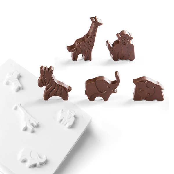 Moule en pvc pour chocolat - animaux de la savane - alvéole 20 empreintes