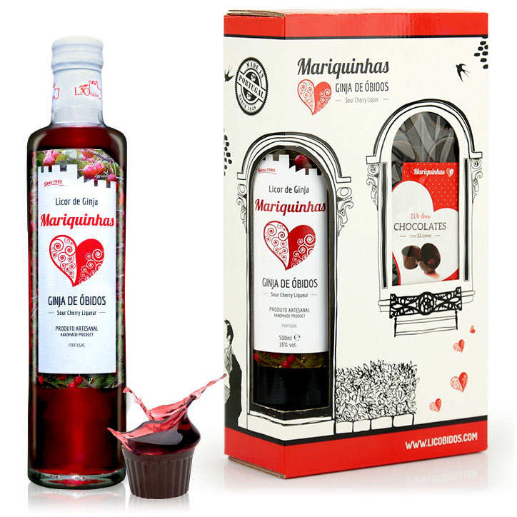 Ginja de Obidos with Chocolate Glasses Sour Cherry Licor from