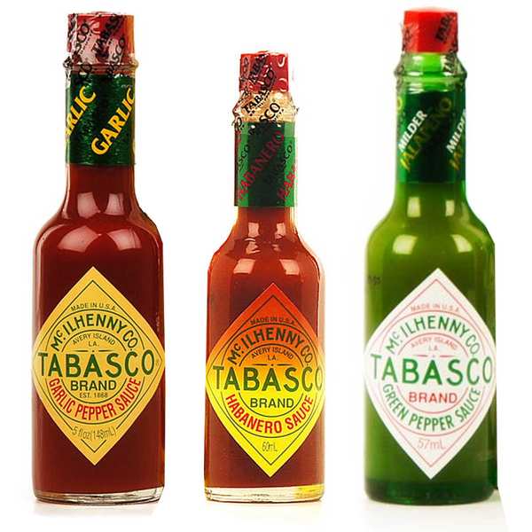 Pack de 4 variétés de sauce Tabasco Original, Ail, Maroc