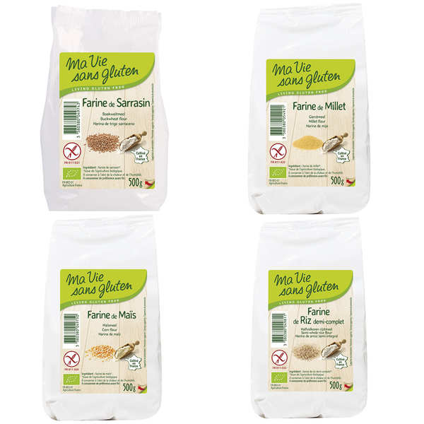 Assortiment de 4 farines sans gluten bio Ma vie sans gluten