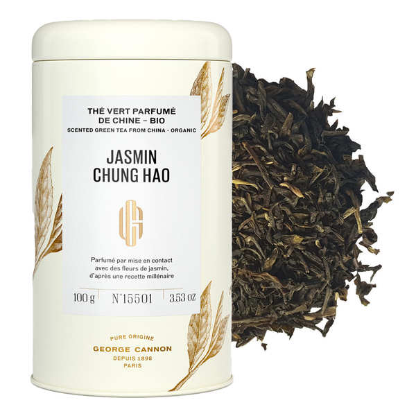 Thé vert de Chine Jasmin Chung Hao bio - Boîte métal - Boite métal de 100g