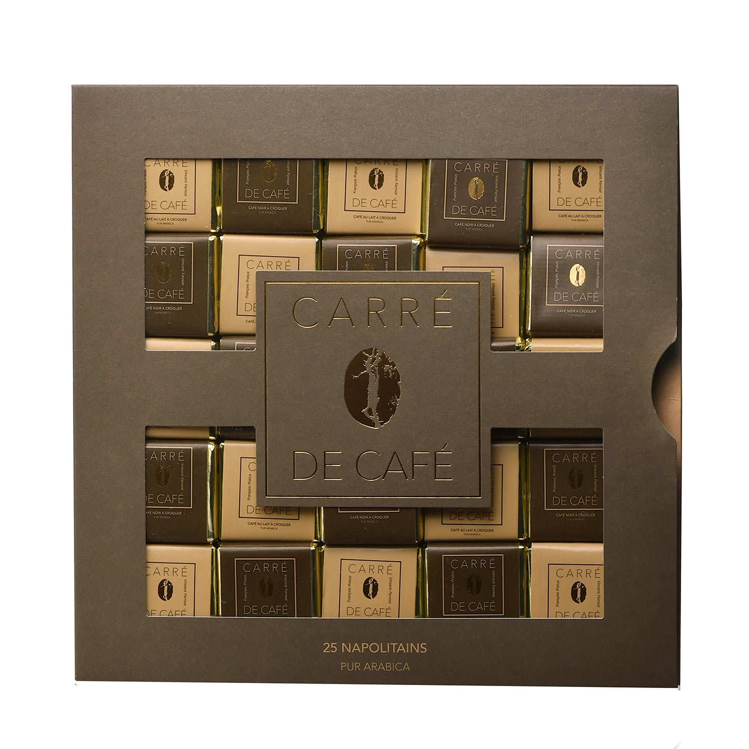 Coffret napolitain carrés de café - Noir et lait - Chocolats François ...
