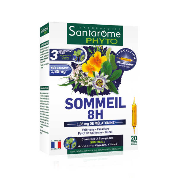 8h sleep 20 drinkable ampoules of 10ml Santarome Bio