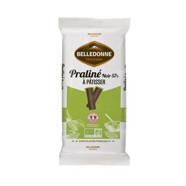 Tablette de chocolat pâtissier praliné bio noir 57% Tablette de chocolat pâtissier praliné bio noir 57%