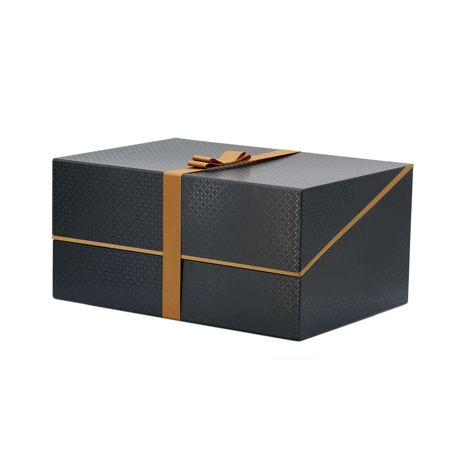 Boîte cadeau noire fermeture magnétique et rubans satin noir/argent -  Confetti Campus