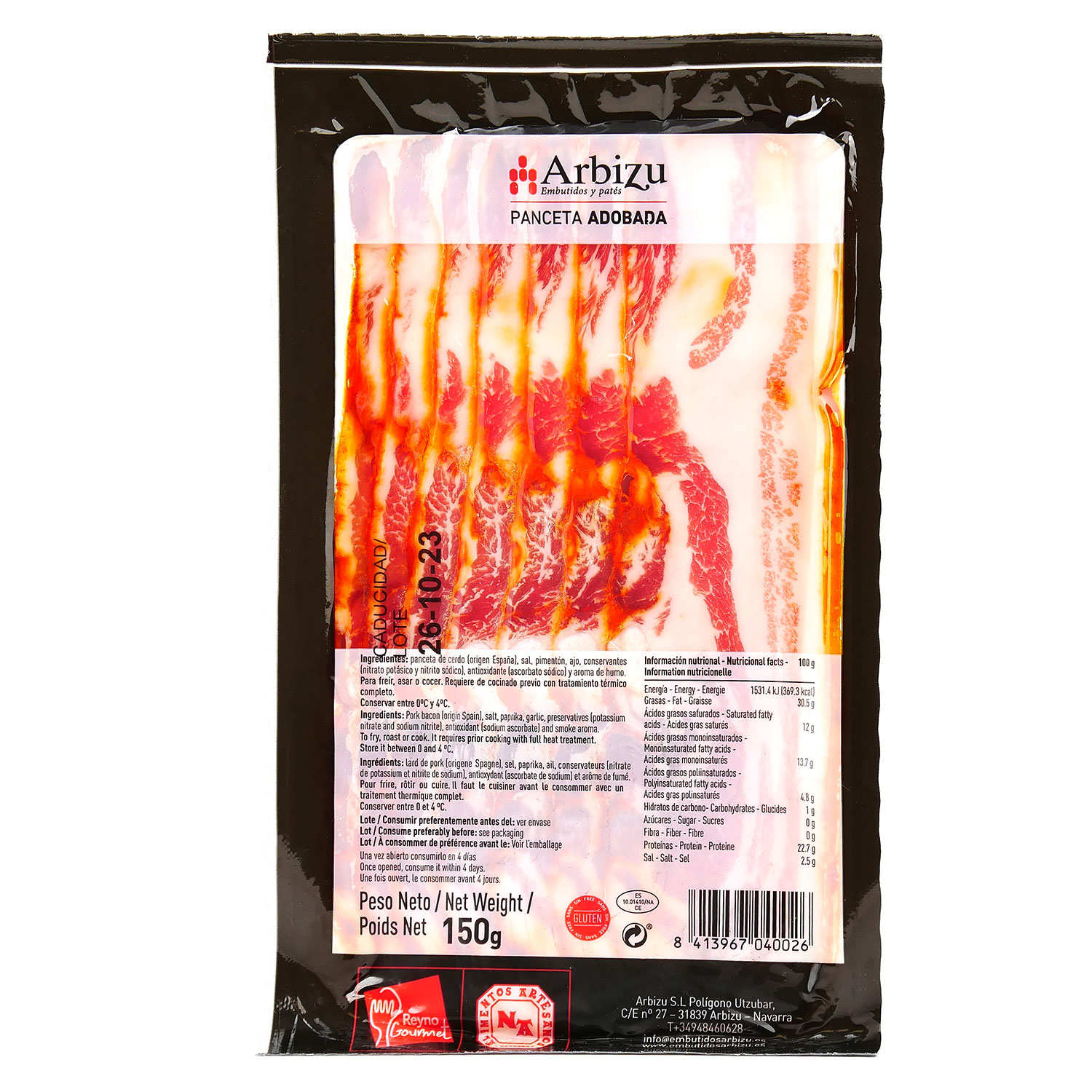 Spanish Panceta Marinated and sliced pork loin