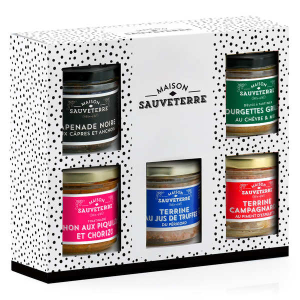Gift box of 6 honeys and honey spoon - Maison Sauveterre