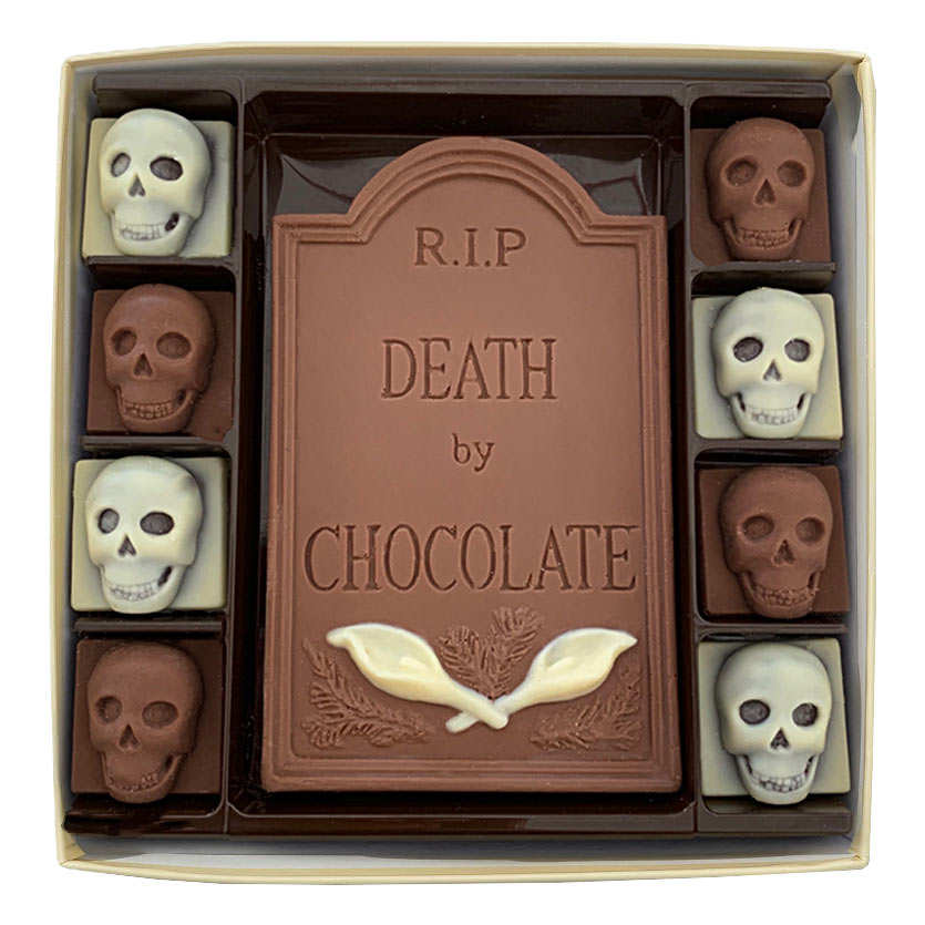 RIP Death by Chocolate & Skulls Halloween Chocolate Box Choc on Choc