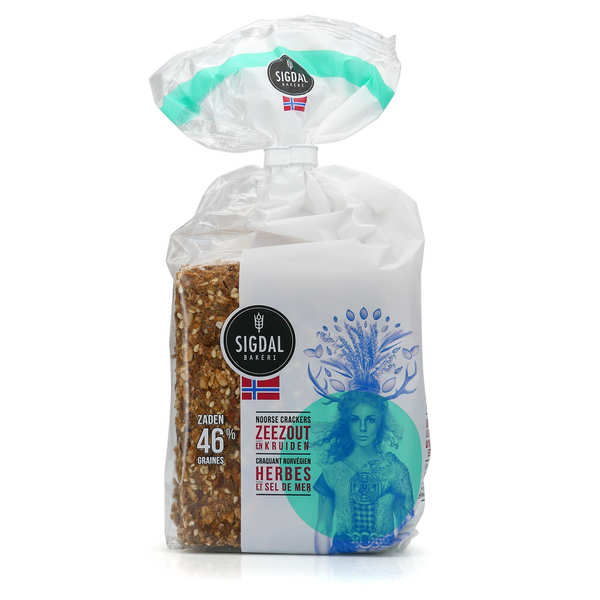 Norwegian crunchy bread with herbs and sea salt Sigdal