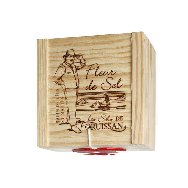 Fleur de sel de Gruissan et sa boîte en bois - Boite en bois 125g