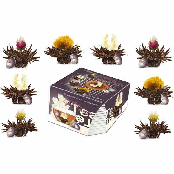 8 fleurs de thé dans un coffret prêt à offrir