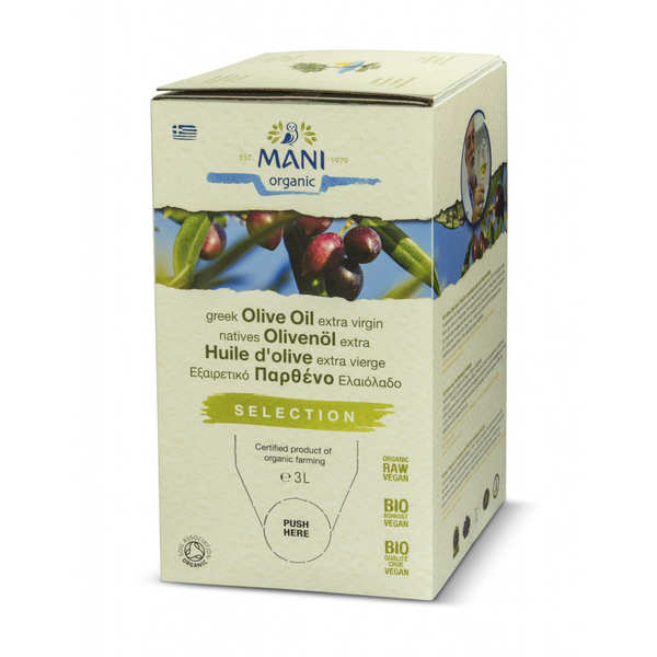 Huile d'olive bio de Grèce - Mani Blauel - Bag-in-box 3L