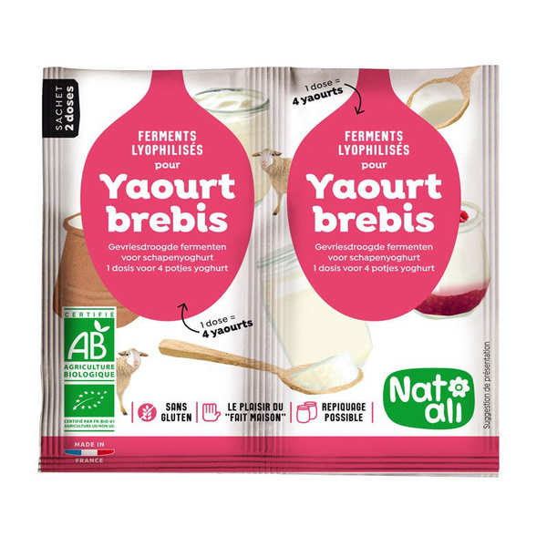 Ferments lyophilisés bio pour yaourt au lait de brebis - Nat-Ali