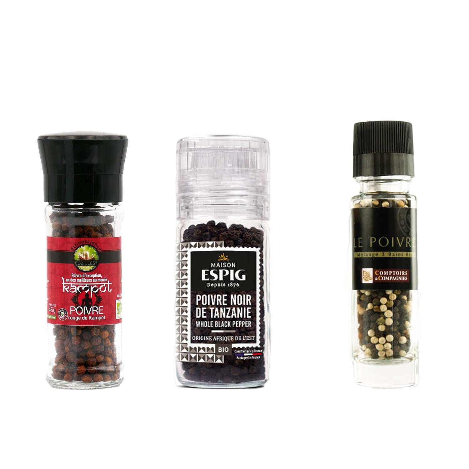 Discovery assortment of 3 pepper mills