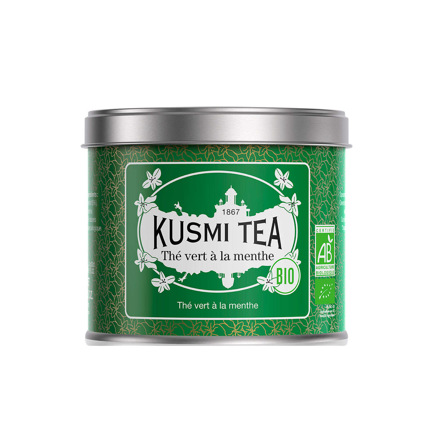 Thé vert à la menthe bio - Boite vrac en métal - Kusmi Tea