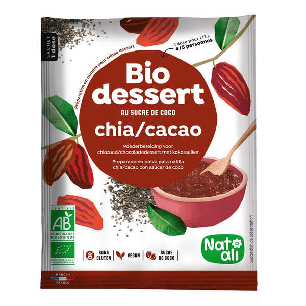 Bio Dessert Chia/Cocoa - organic and vegan dessert with sugar - Nat-Ali