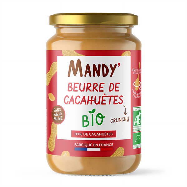 Beurre de cacahuètes bio croquant - Avec morceaux - Pot 340g