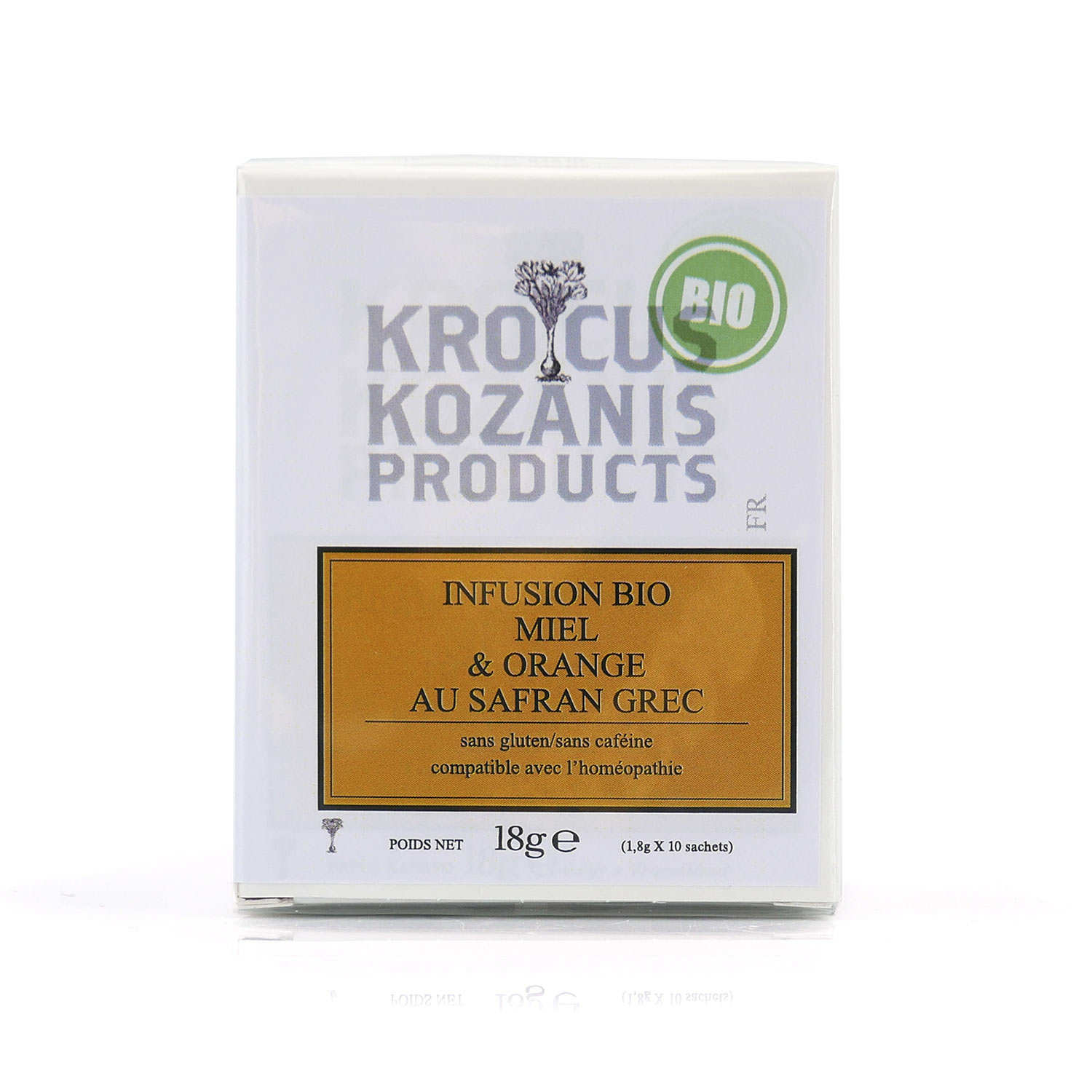 Organic infusion with Greek saffron, honey and orange Krocus Kozanis