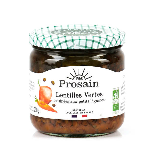 Lentilles vertes bio cuisinées aux petits légumes - Bocal 345g (230g net égoutté)