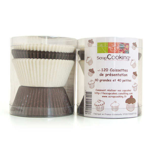 120 caissettes blanc/brun pour cupcakes - les 120 caissettes
