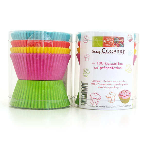 100 caissettes pour cupcakes de couleurs assorties - les 100 caissettes