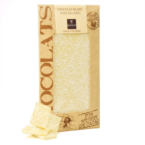 Tablette chocolat blanc noix de coco Bovetti chocolats
