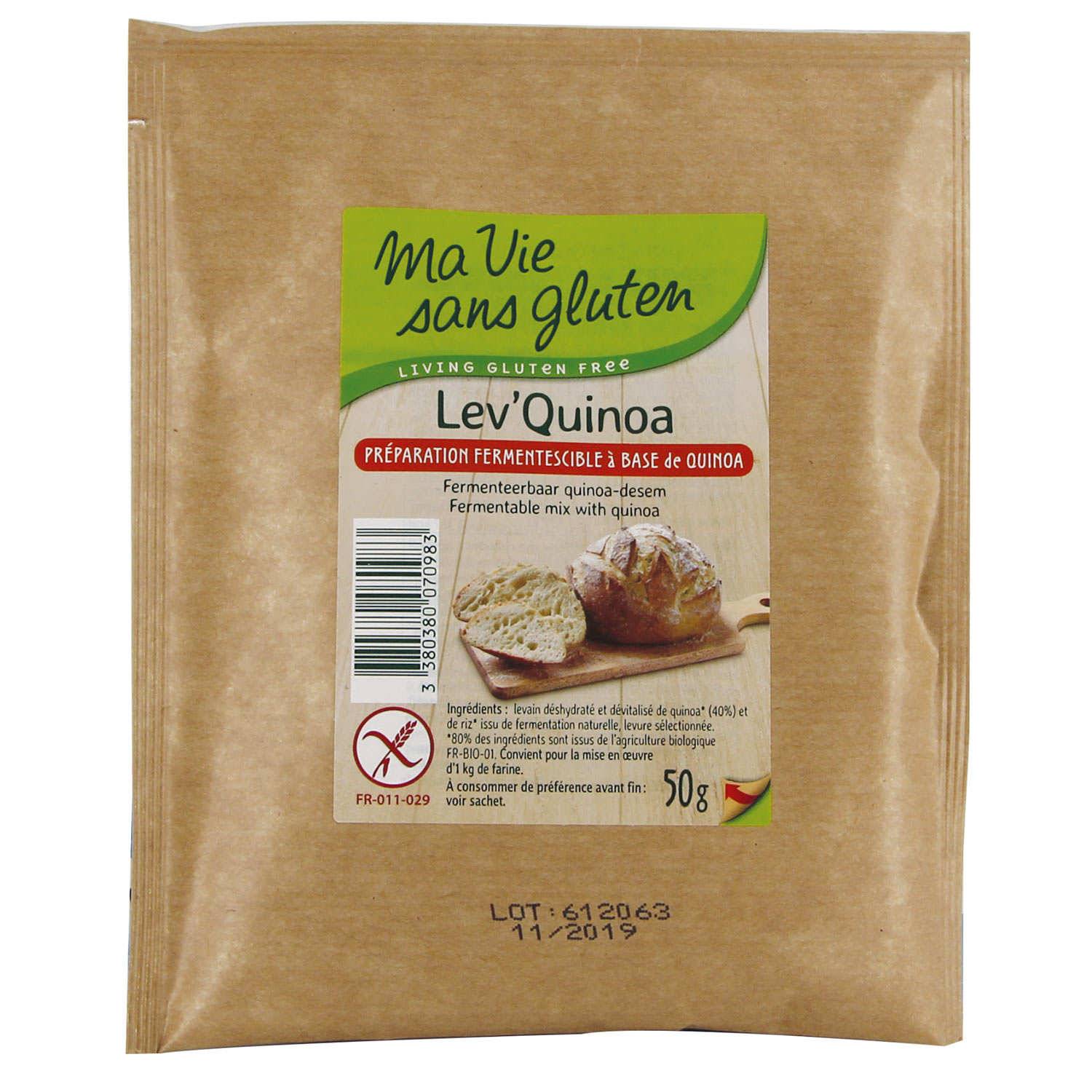Lev'Quinoa fermentescible pour pain sans gluten Ma vie sans gluten