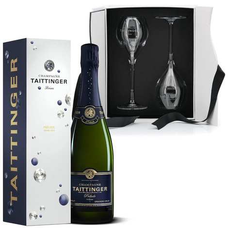 Boxed set Champagne Taittinger Brut Prélude + boxed set 2 glasses