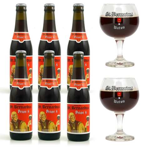 Assortiment de 6 bières St Bernardus et 2 verres de dégustation ...