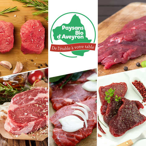 Pack of young organic Aubrac beef from Aveyron - Paysans Bio d'Aveyron