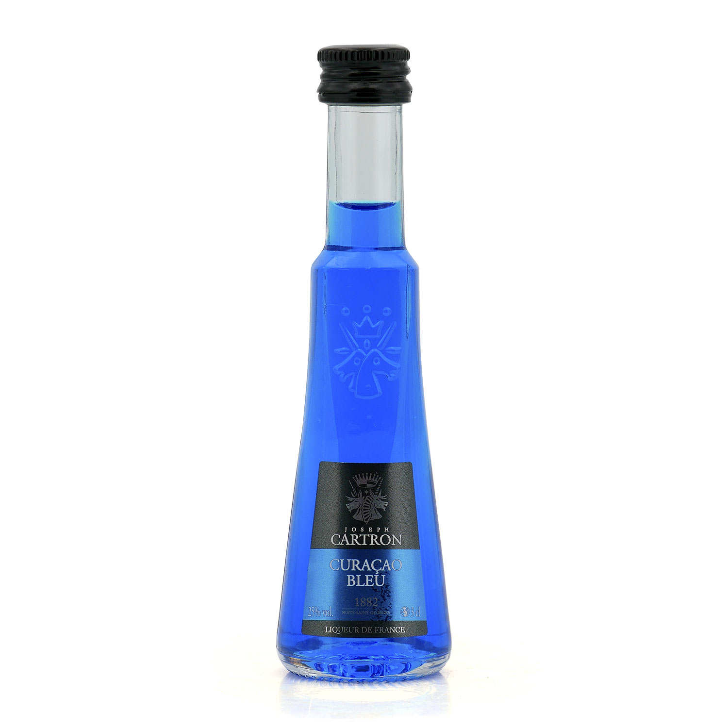 Blue Curacao liquor sample bottle 25 Joseph Cartron Joseph Cartron