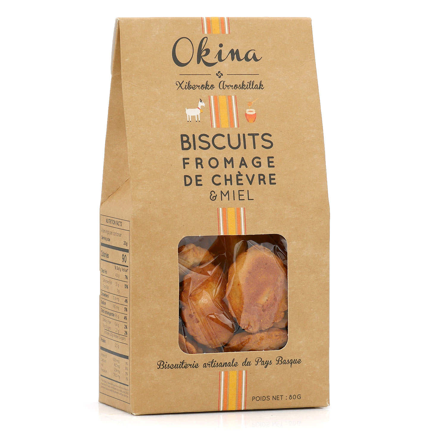 Biscuits salés au fromage de chèvre et miel - Okina Biscuiterie Basque
