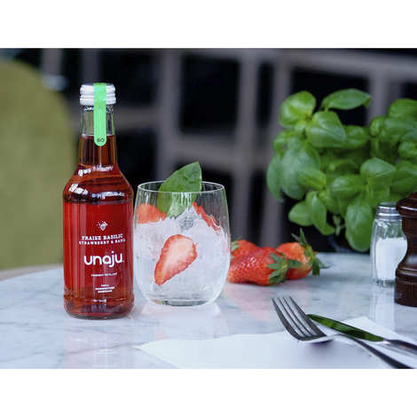Unaju - Jus de fruit bio et pétillant - Fraise basilic
