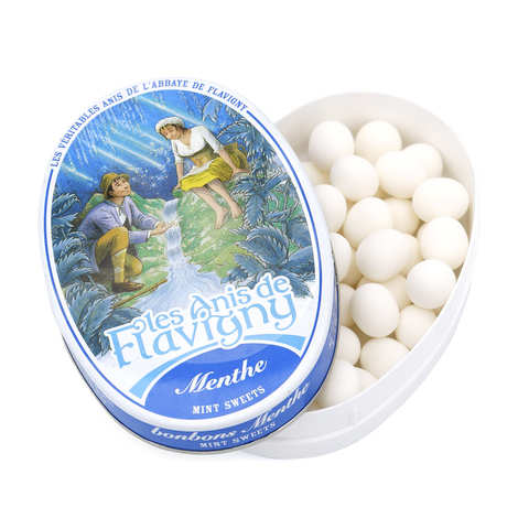 Bonbons à l'anis aromatisés à la menthe fraiche - Boîte ovale décorée - Les  Anis de Flavigny