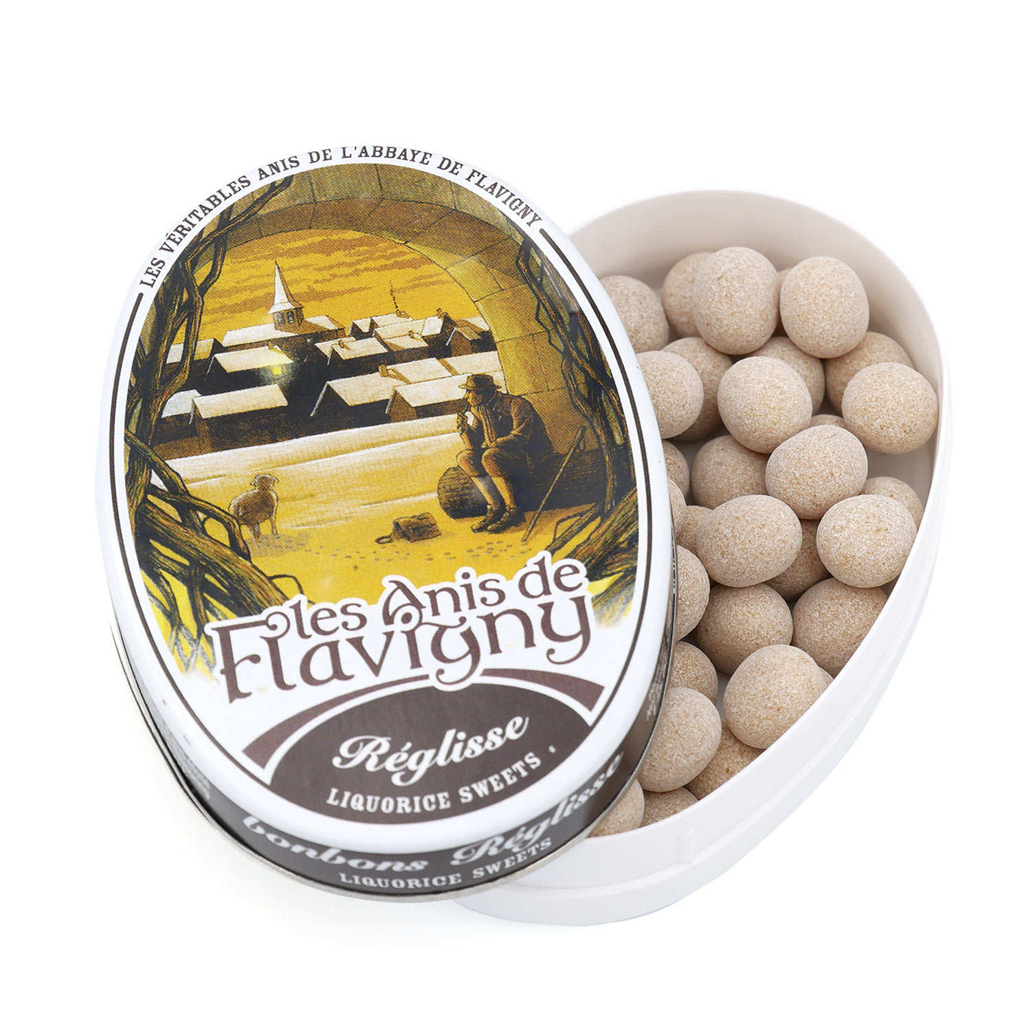 Liquorice flavoured aniseed candies Decorated oval box Les Anis de