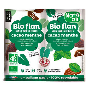 Bio-flan sans sucres ajoutés parfum chocolat/menthe Bio-flan sans sucres ajoutés parfum chocolat/menthe