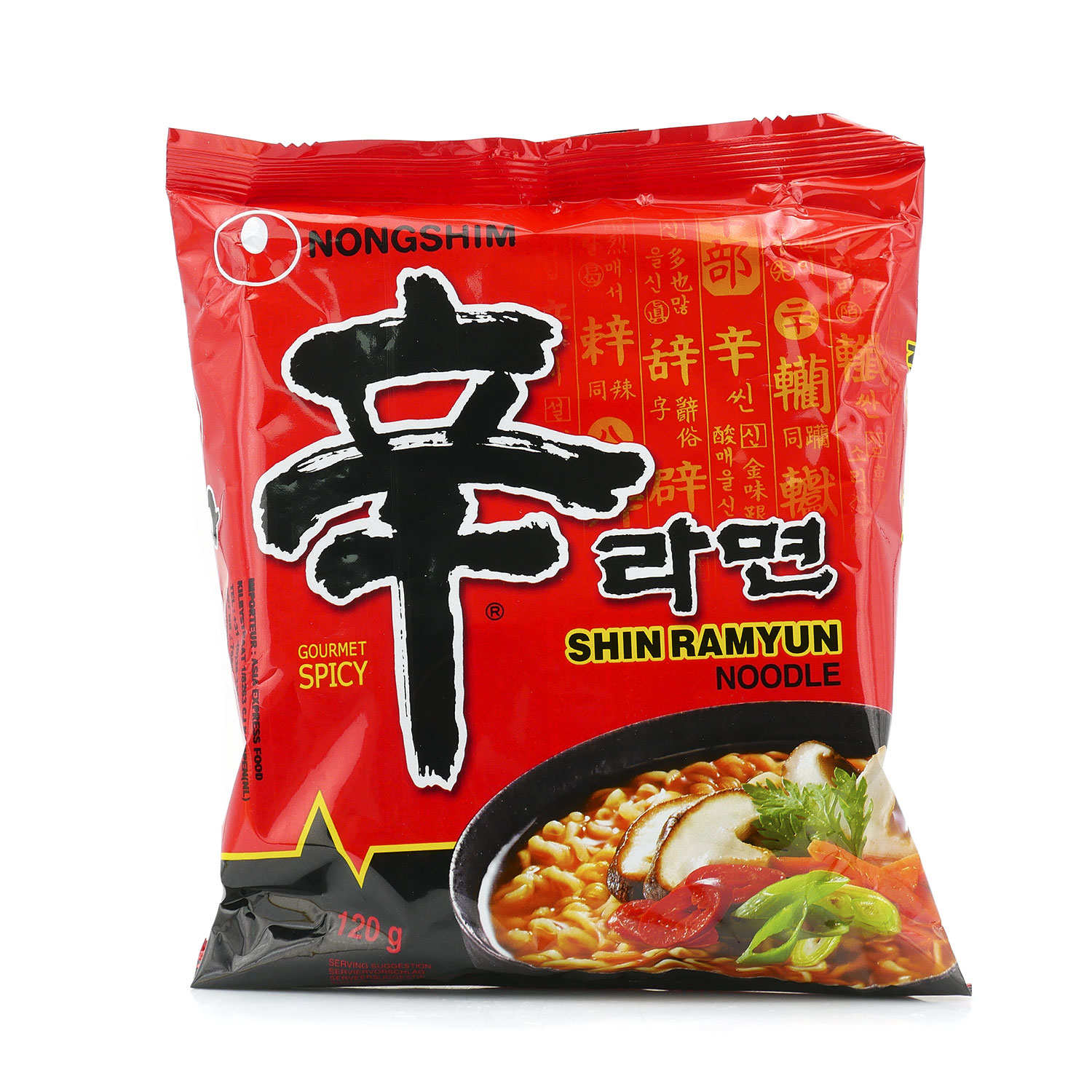 Korean instant noodles Shin Ramyun - Spicy beef broth flavour - Nongshim