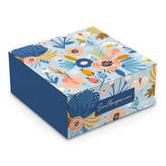 Boîte cadeau carrée petit modèle décor Fleurs Bleues