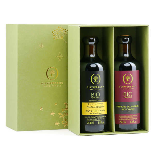 Coffret cadeau Duo Bio : Huile d'olive grand cru et vinaigre balsamique -  Oliviers & Co - Oliviers & Co
