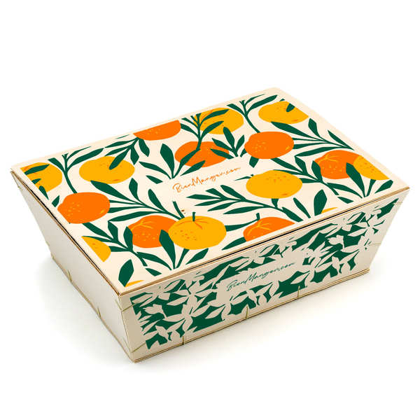 Large Decorated Wooden Hamper "Orange Trees"