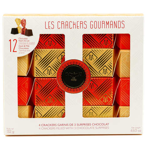 Maxim's de Paris - Coffret 4 crackers de Noël de 12 chocolats assortis - Maxim's