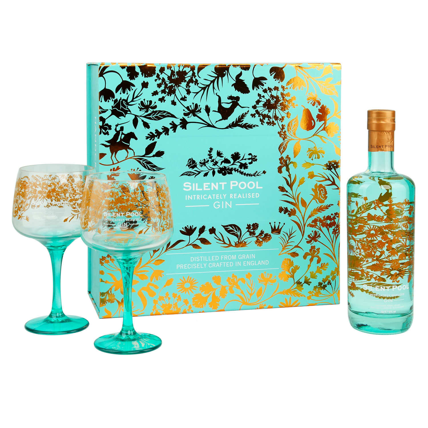 Coffret Gin Silent Pool 70cl + 2 verres - Gin d'Angleterre 43