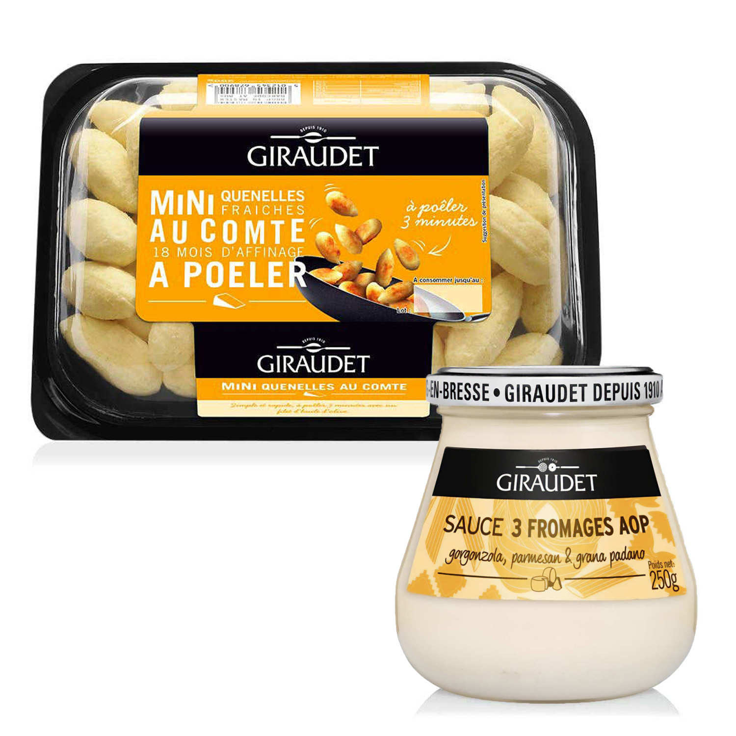 Gourmet batch of mini quenelles with compté + supreme sauce Giraudet