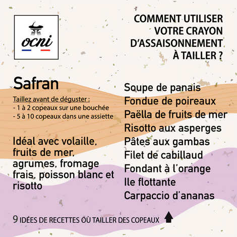 OCNI Factory - Coffret Epicurien 3 crayons d'assaisonnement - Piment d'Espelette bio, Cèpe, Safran bio