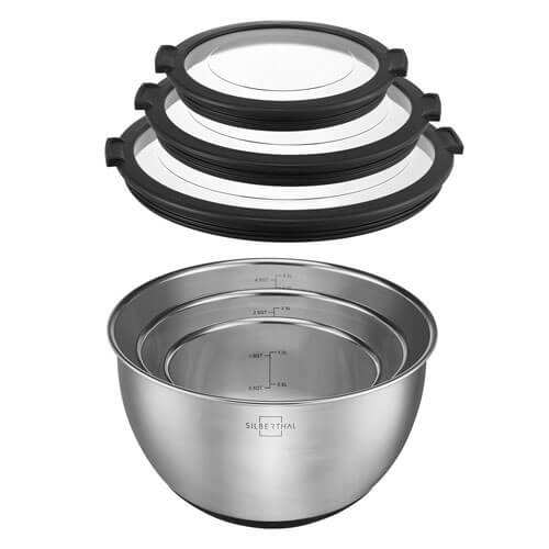 Stainless steel bowls with lid - 3 pieces - Silberthal