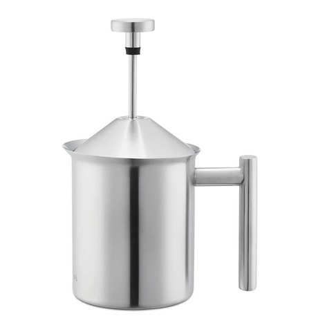 hand pump milk frother stainless steel