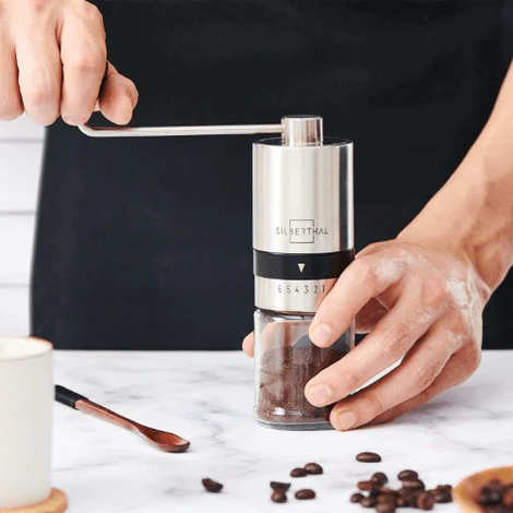 Moulin à café manuel en inox et verre avec broyeur conique - Silberthal